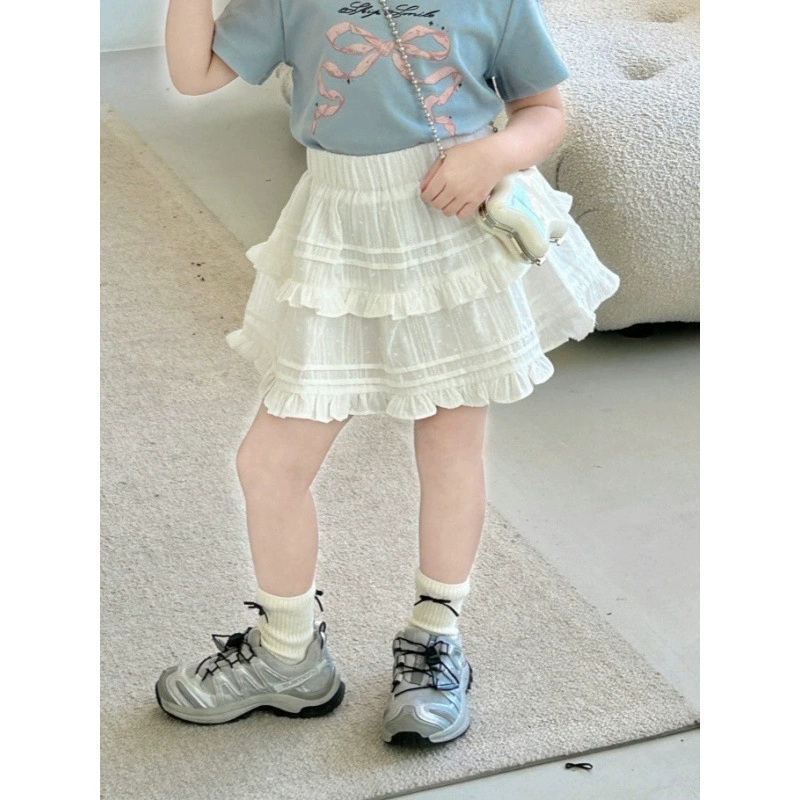 Милая кружевная юбка-тортик для девочек, летняя детская многослойная плиссированная юбка, кружевная юбка-тортик в консервативном стиле