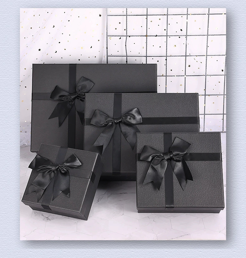 Qixi día de San Valentín caja de regalo de arco negro caja de regalo de vacaciones lápiz labial perfumes joyas bolsa de regalo vacía caja
