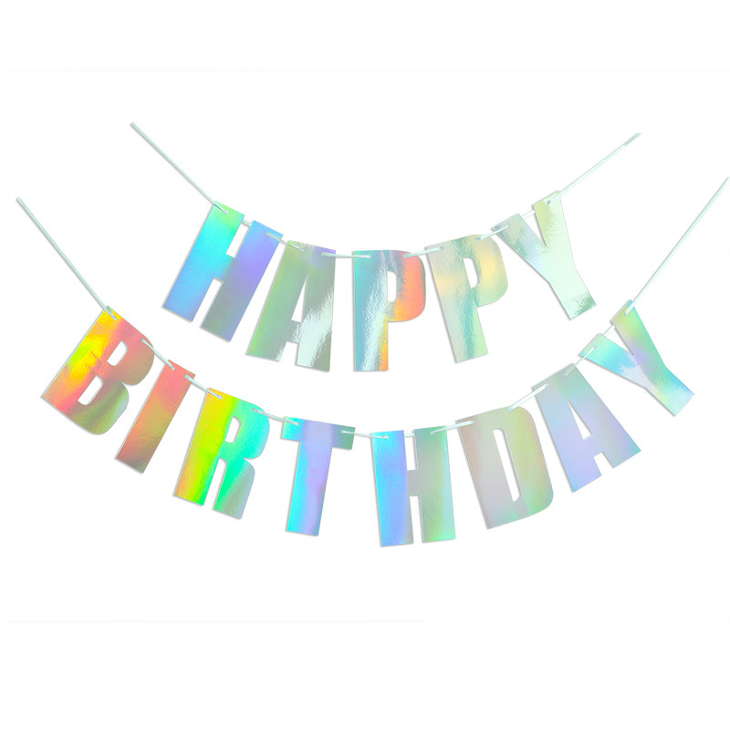 Mayúsculas Feliz cumpleaños tire bandera brillo colorido tire bandera decoración fiesta diseño decoración foto apoyos