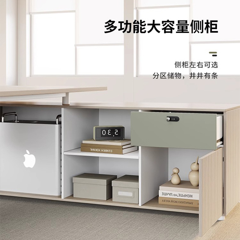 Con gabinete lateral, supervisor simple y moderno, gerente de escritorio de jefe, presidente, escritorio de jefe, combinación de escritorio y silla, escritorio ejecutivo