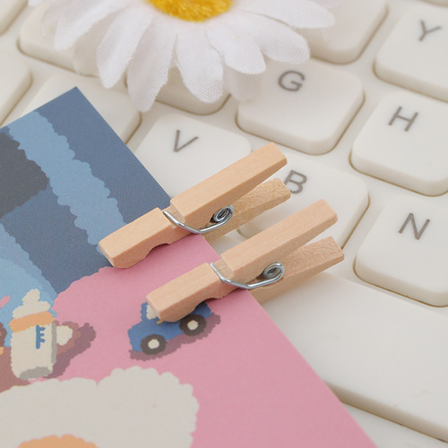 diy wood small clip small photo clip decorative cork board I-shaped nail press nail office home solid wood color clip