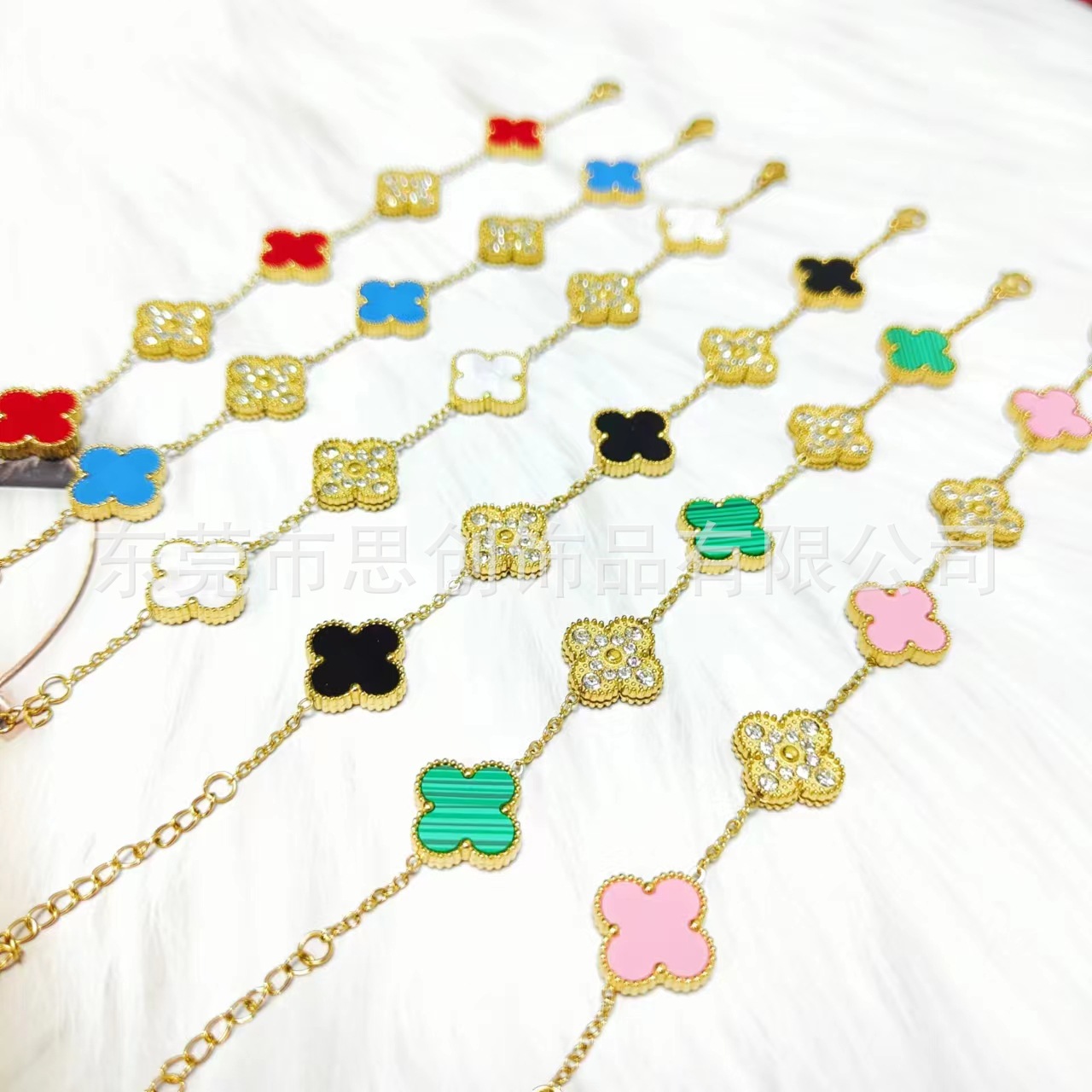 European and American fashion doublesided fritillary clover bracelet