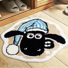 卡通异形小羊浴室家用仿羊绒可折叠水洗布吸水防滑地垫卫生间脚垫