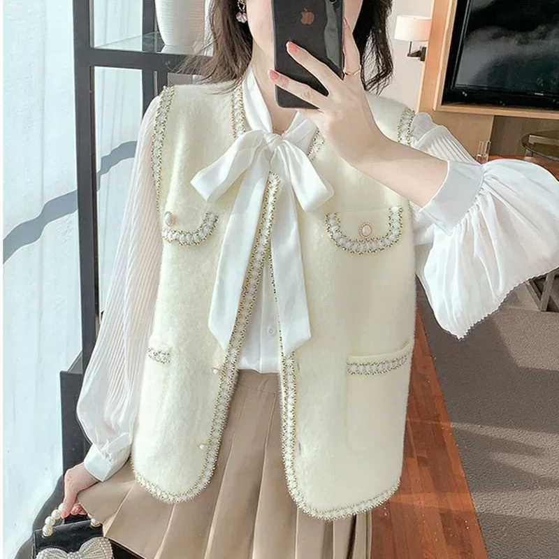 Жилет, осенняя маленькая бархатная куртка, стиль Chanel, высокого класса, для подростков