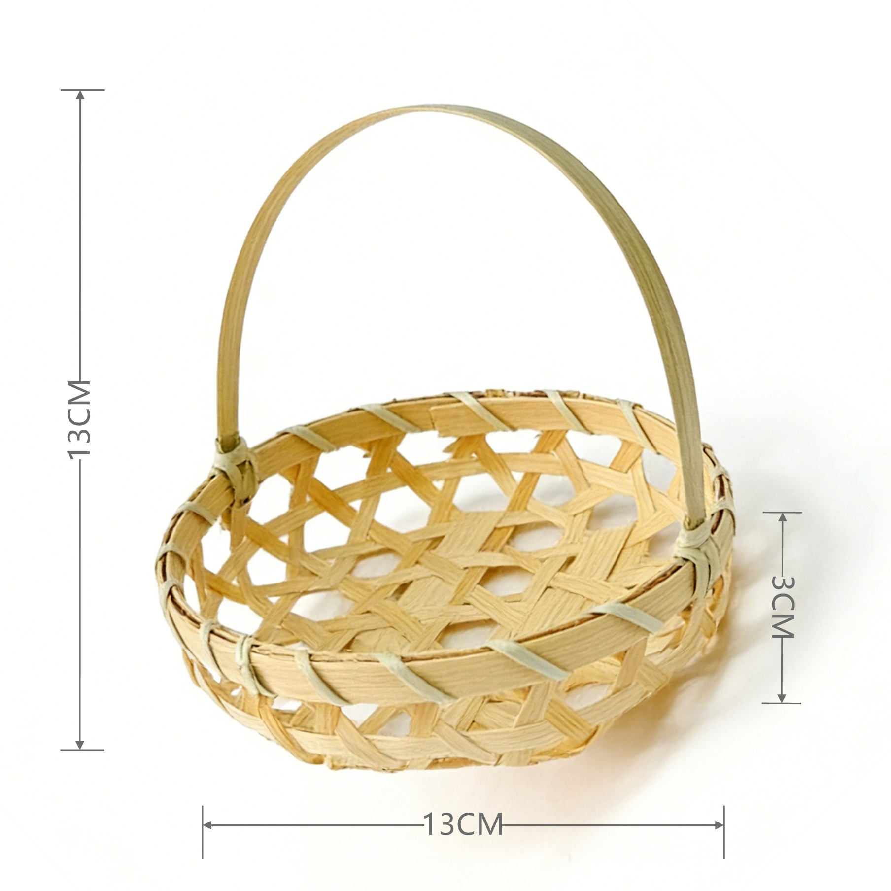 Cesta de Bambú Portátil Calada para Frutas y Bocadillos