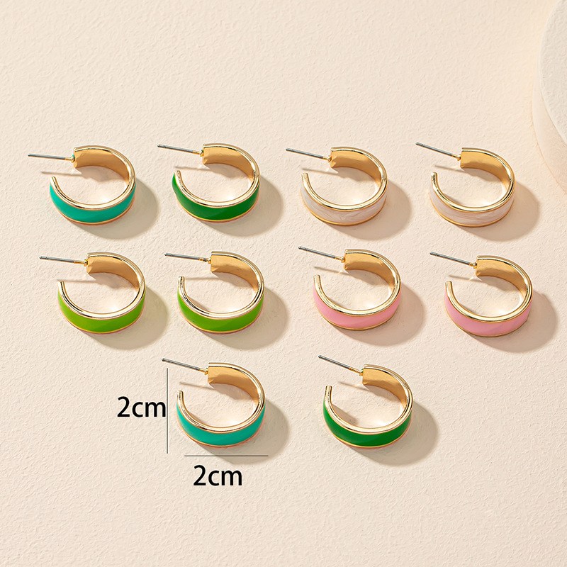 Amazon Personality 5 Pairs Drip Glazed Basic Ring Earrings Europe and America Cross Border Ins Exaggerated Earrings Suitpicture4