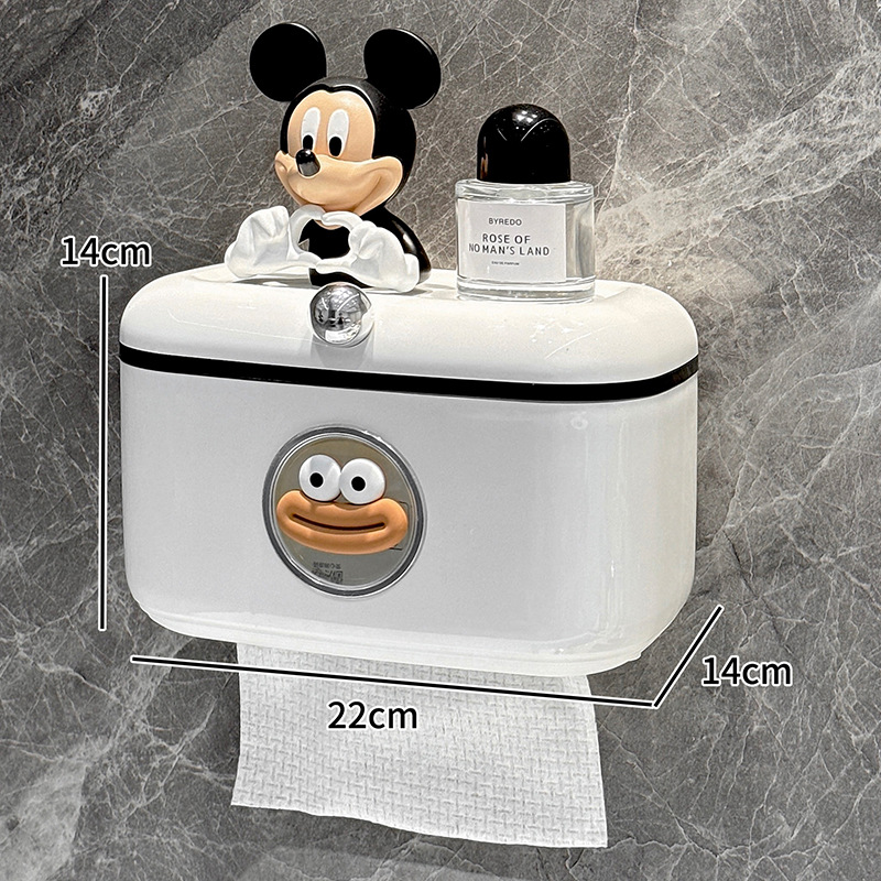 Caja de pañuelos para inodoros, caja de papel higiénico impermeable sin perforaciones montada en la pared, caja de dibujo creativa de alto valor para el baño