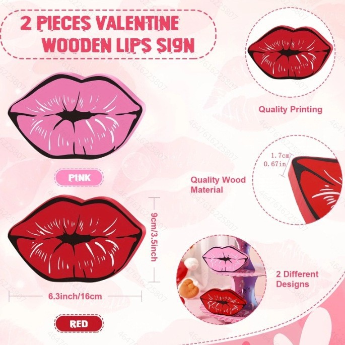 Transfronterizo popular Día de San Valentín gran labio rojo decoración de madera hogar ambiente decoración romántica