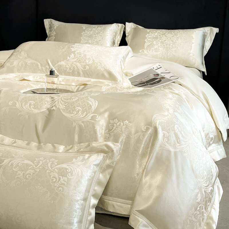 Luxury Jacquard Cotton Bedding Set For Spring Summer 4 Pieces_voghion.com