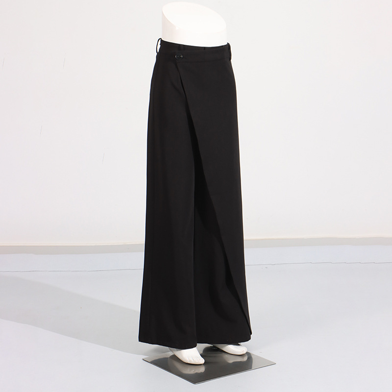 Personalized Set Women Spring Summer Street Irregular Asymmetric Top High Waist Wide Leg Pants Two Piece Sets