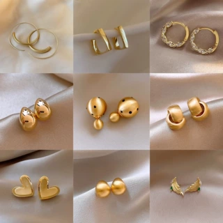 银针欧美复古金色耳钉秋冬高级感个性时尚百搭耳环轻奢小众耳饰女