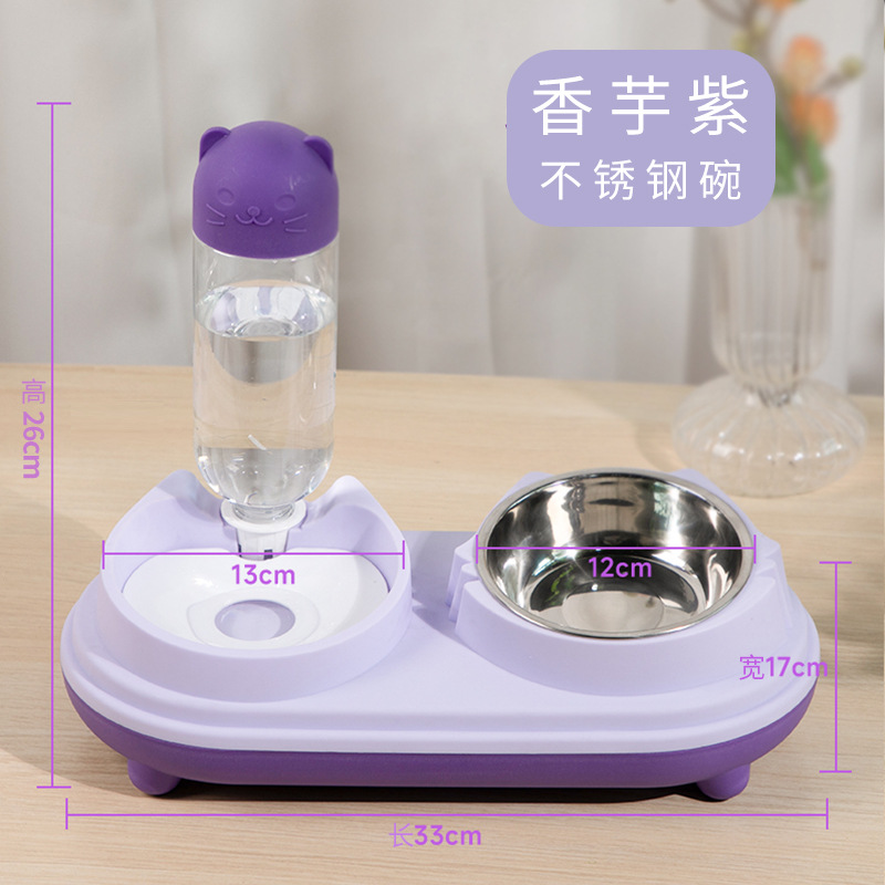 Cat Bowl de cerámica doble tazón automático de agua potable alimentador integrado de alimentos para gatos cuenca de alimentación tazón de agua para gatos tazón de perro tazón para mascotas