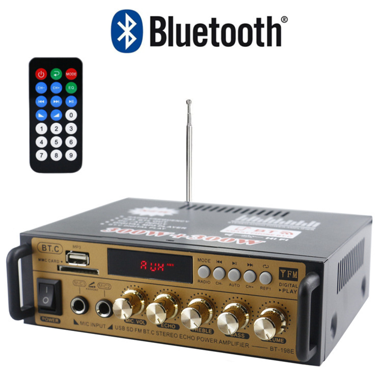Amplificador de potencia mini pequeño altavoz amplificador de potencia tarjeta USB radio DC 12V 220V amplificador de potencia Bluetooth