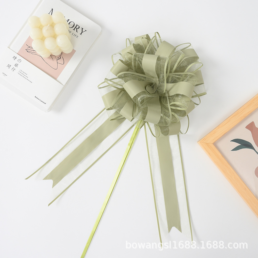 Transfronterizo extra grande 6.4 Macarons de color liso y elegante, gasa de nieve alargada, flor de dibujo, coche de boda, canasta de frutas, decoración de apertura, color de dibujo