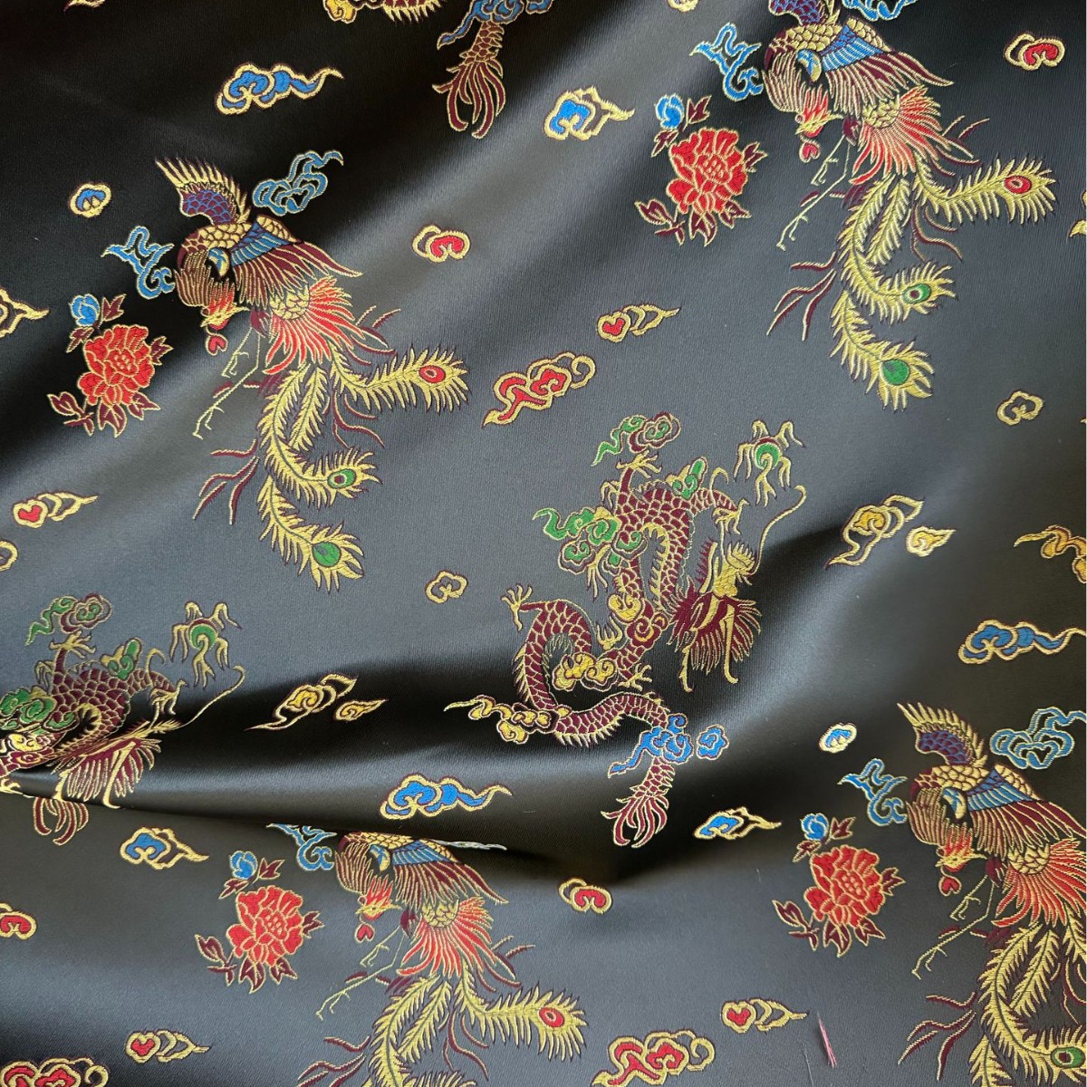 色织龙凤织锦缎提花面料 国风服装面料旗袍汉服马甲女装童装