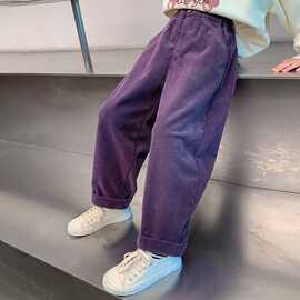 女童春秋裤子儿童2026秋季新款灯芯绒卫裤休闲直筒运动裤大童秋装