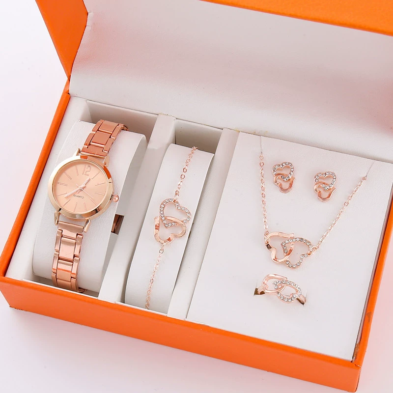 Watch 5pcs/set новые часы женские модные кварцевые часы ювелирный набор для внешней торговли часы оптом