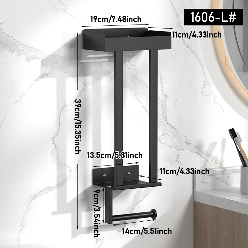 Transfronterizos de toallas de baño inodoro sin agujeros colgados en la pared multicapa toallas negras toallas de papel estante de toallas