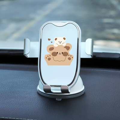 Car Mobile Phone Holder Car Dashboard Suction Cup Fixed Anti-Shake Navigation Car Support Bracket Special Car Interior for Women (Car phone holder) - say-hello-bear-white-gravity-stand-suction-cup-base-no-specifications