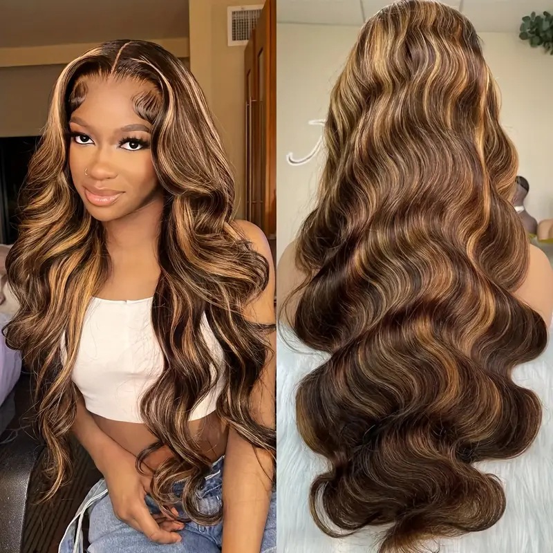 Peruca sintética front lace com ondas para mulheres cabelo longo_voghion.com