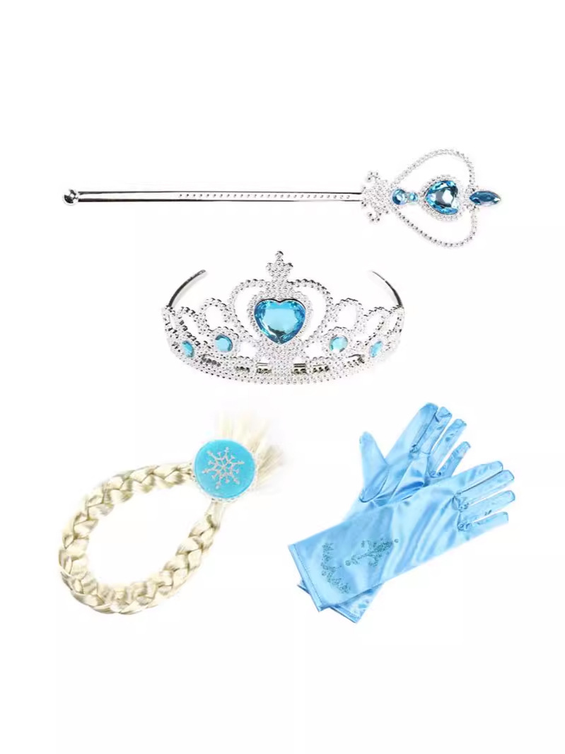 Niños Elsa varita mágica corona peluca trenzada juego de rol set de 4 piezas autorizado por Disney franquicia transfronteriza