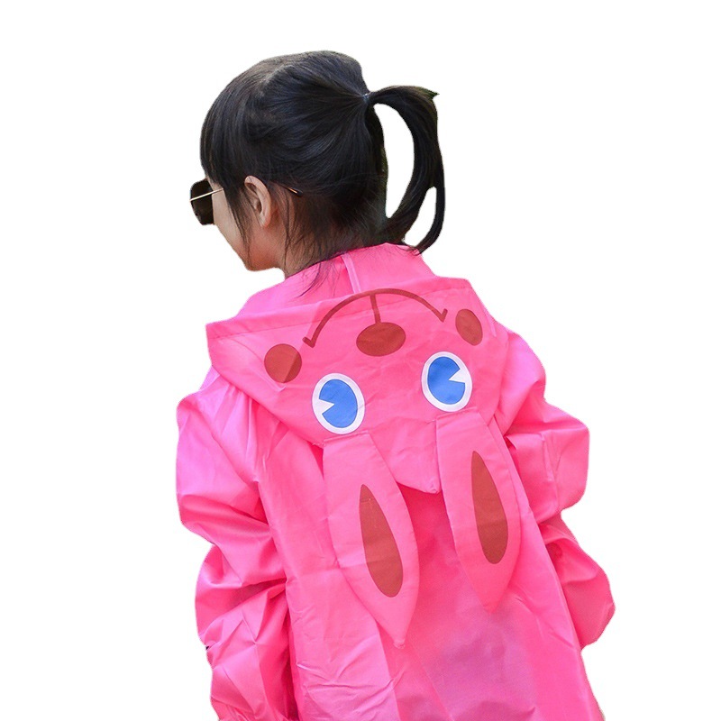 抖音同款小学生儿童雨衣卡通动物连体雨衣卡通涤纶布折叠雨披批发
