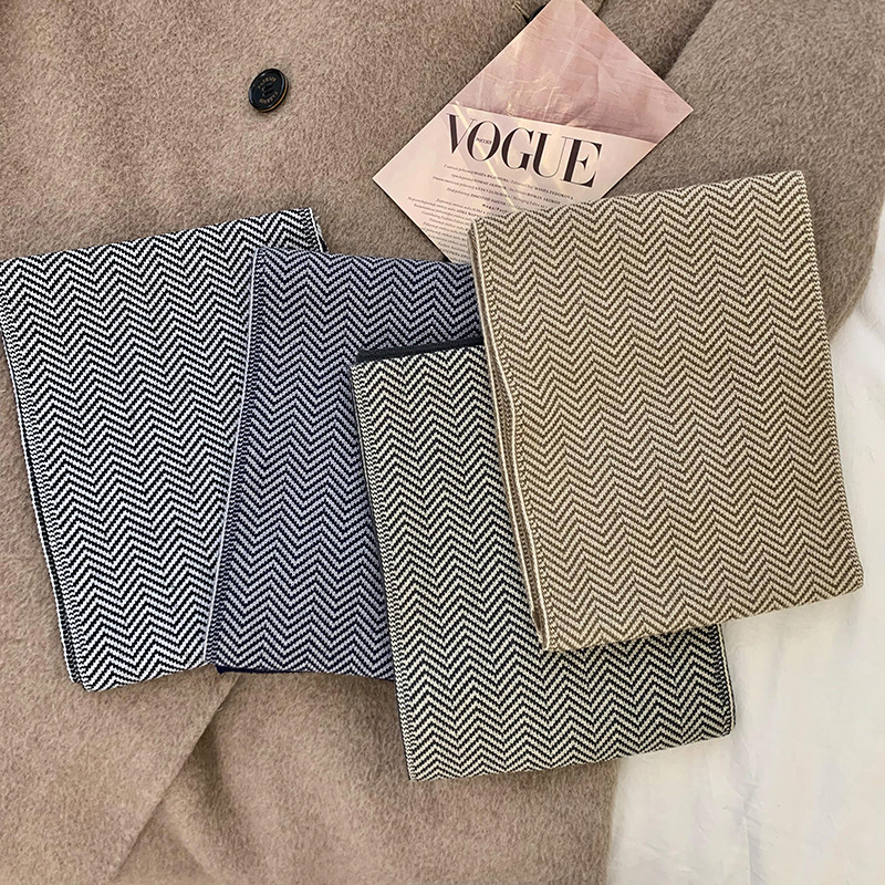 Bufandas de otoño y invierno sensación de atmósfera nueva personalidad coreana ondulada cruzada collar perezoso engrosado bufandas cálidas al por mayor