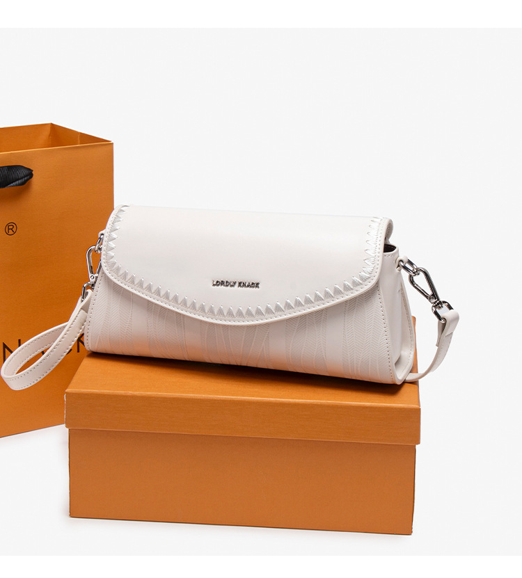 Túi đeo chéo nữ phong cách retro baguette, kiểu dáng nhỏ gọn đeo vai đơn — đen, trắng, màu nâu, màu sáng chi tiết 28
