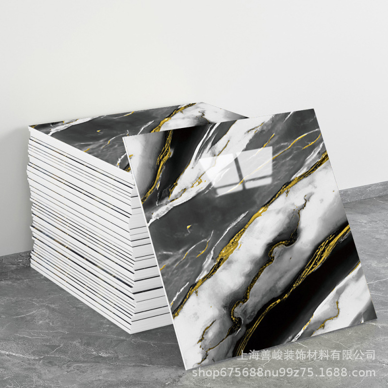 跨境出口批发30*30cm 仿瓷砖大理石纹自粘墙壁纸护墙板铝塑板贴纸|undefined