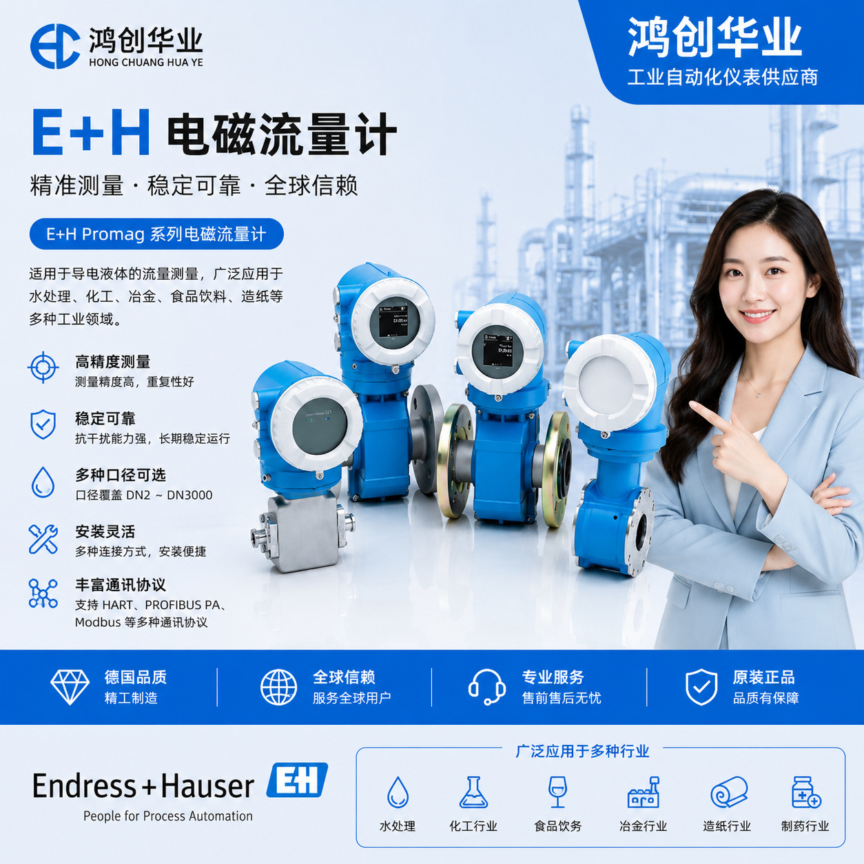 P 200系列电磁流量仪   德国e+h防腐型电磁流量计5P2B 品牌 恩德