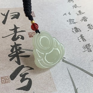 Natural Hetian Jade Buddha Pendant Maitreya Buddha Hand-Woven Jade Pendant Necklace for Men and Women High-Quality Jade Pendant