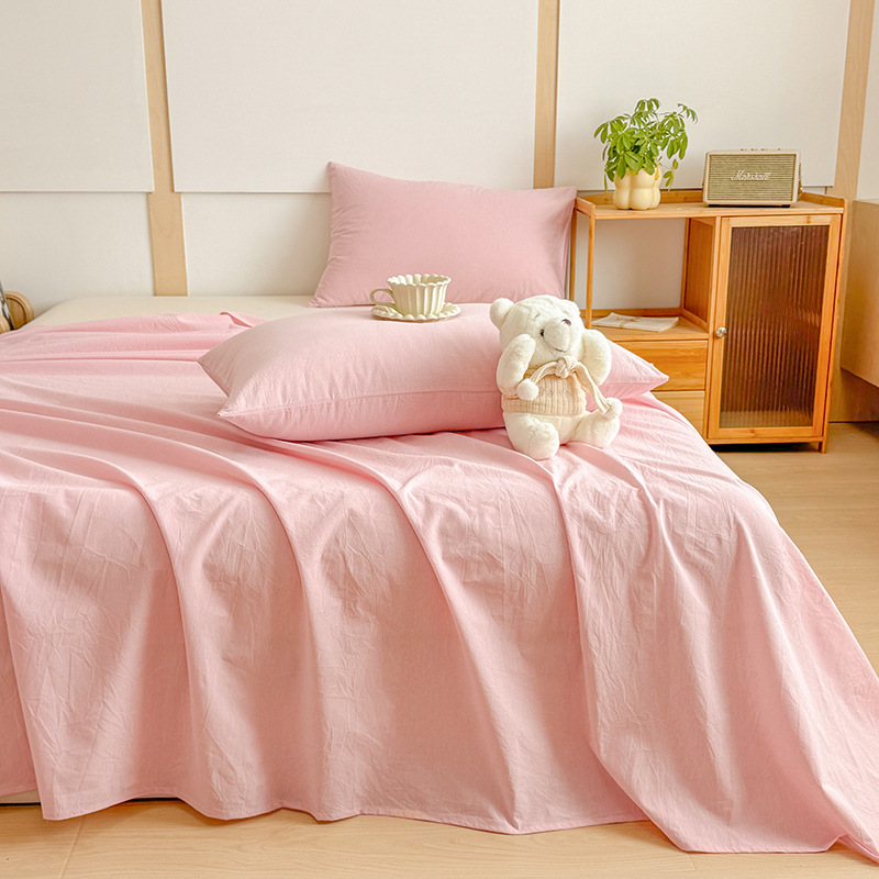 Sábana de algodón lavado de algodón de una sola pieza de algodón 100 dormitorio de estudiantes edredón de celosía individual funda de almohada de tres piezas 3