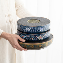 第二集乌金石茶盘家用托盘沥水轻奢陶瓷干泡台日式茶台蓄排水