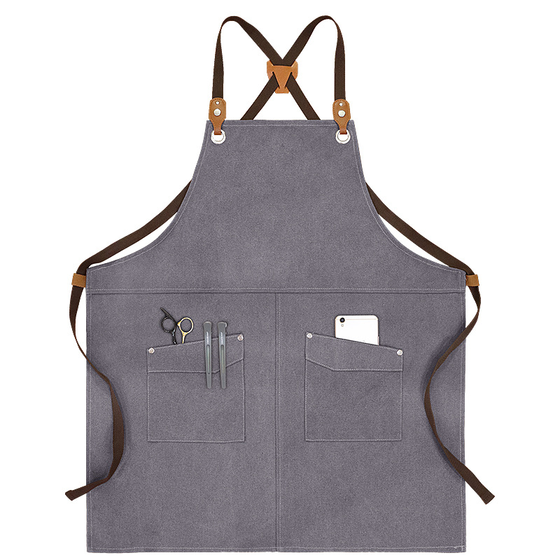 Transfronterizo Amazon engrosamiento lona delantal logotipo personalizado barista barbero ropa de trabajo hogar delantal de cocina