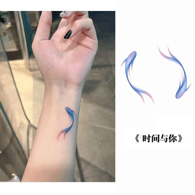Blue Koi Tattoo Sticker Waterproof Long-lasting Women's Small Fish Fashion Women's Wrist and Ankle Washable Tattoo Sticker Advanced Blue Koi Tattoo Sticker Waterproof Long-lasting Women's Small Fish Fashion Women's Wrist and Ankle Washable Tattoo Sticker Advanced