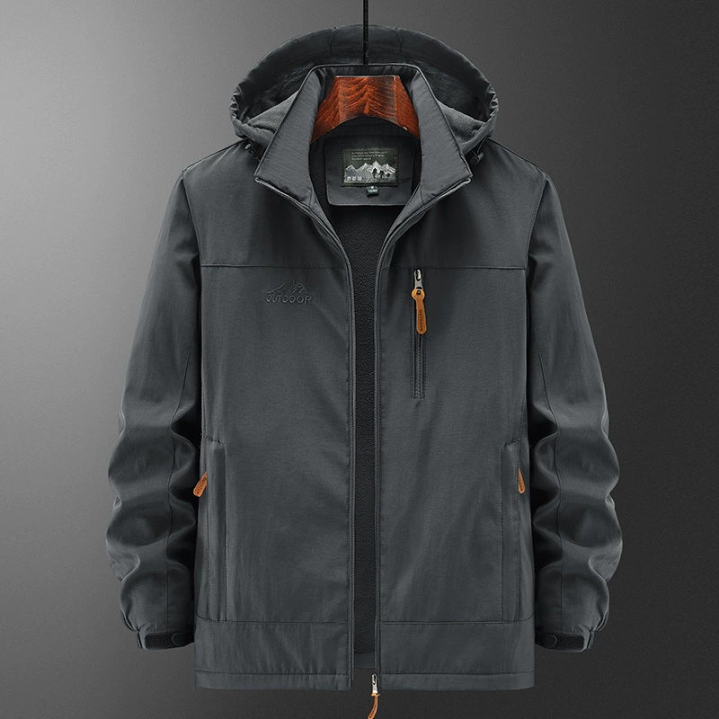Осенняя Повседневная куртка для мужчин среднего и пожилого возраста на флисовой подкладке Весна и осень Мужская куртка для папы среднего возраста на флисовой подкладке с воротником-стойкой