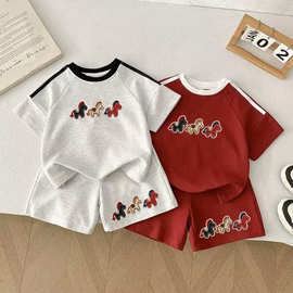 童装男童夏季时髦韩版2026新款中小童运动休闲宽松百搭时尚套装潮