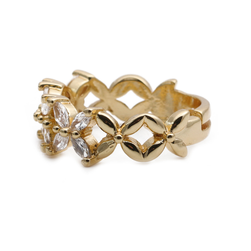 Mode Blume Zirkon Kupfer Ring Großhandel display picture 4