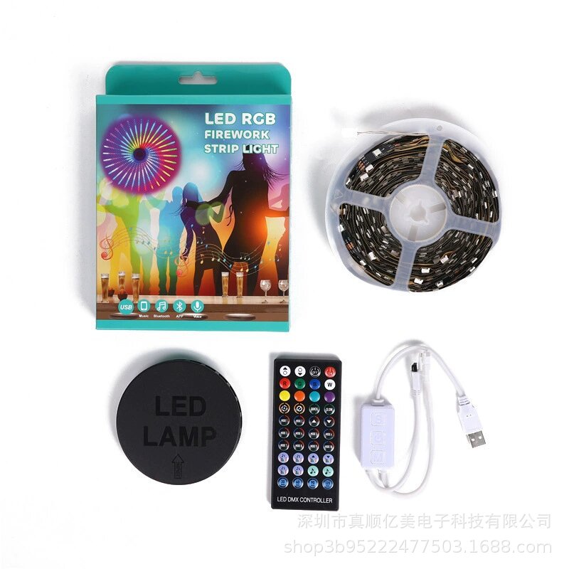 23 0,5 M + 1 M un total de 375 perlas (dividida) rotación digital multifuncional 5050 lámpara de fuegos artificiales