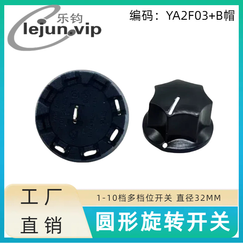 乐钧LEJUN推荐电水器单极档位切换调速45度旋转开关 YA2F03配B帽