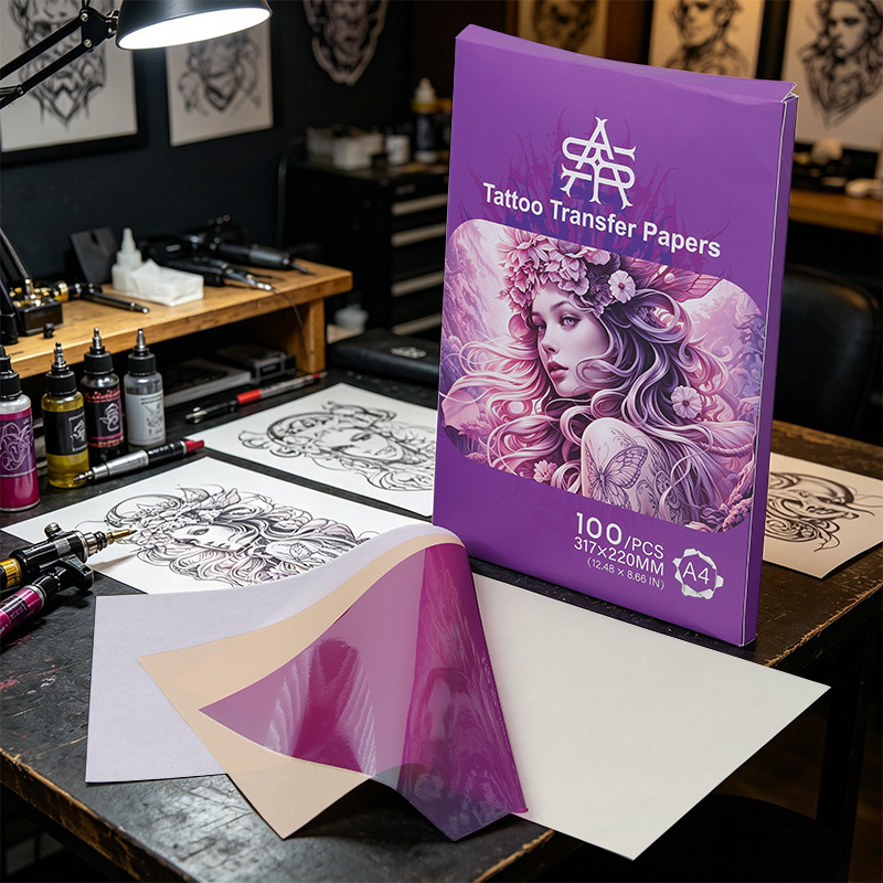 Rongtian Tattoo Transfer Paper Pink Four-Part Copy Paper Hand Tracing Thermal Paper Tattoo Printing Paper Tattoo Supplies Rongtian Tattoo Transfer Paper Pink Four-Part Copy Paper Hand Tracing Thermal Paper Tattoo Printing Paper Tattoo Supplies