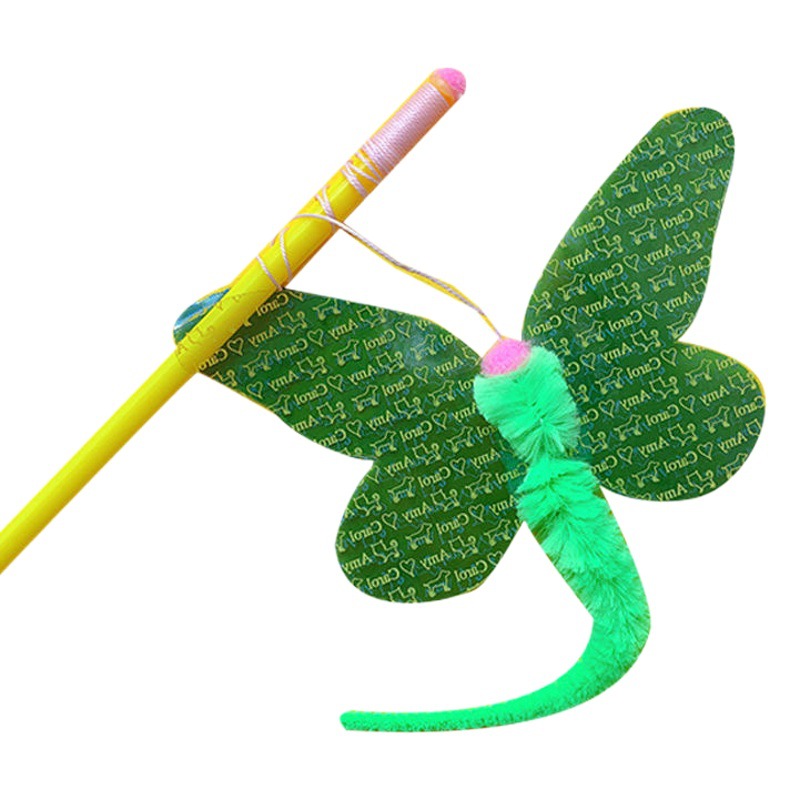Taiwan Amy Carol insect feather ring sequins ring paper cat stick long pole cat toy pastoral series