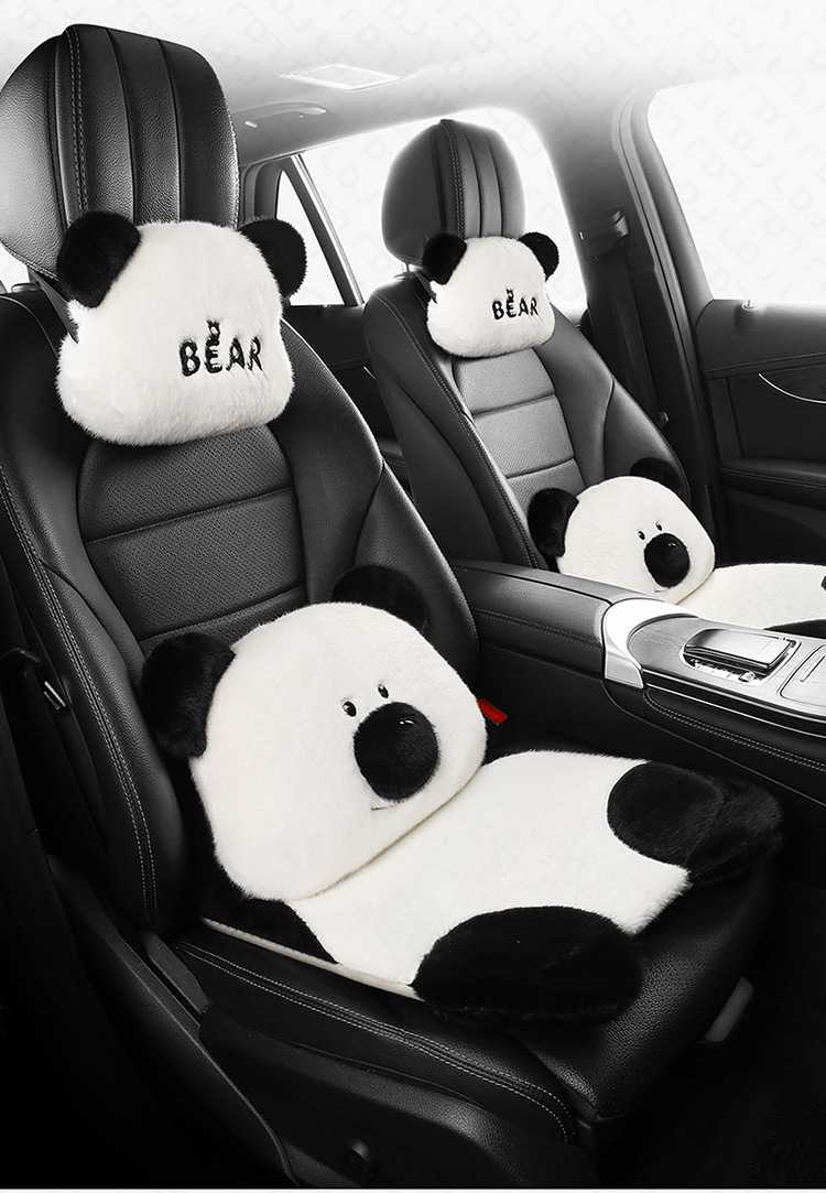 24 years new car seat cushion winter big white bear plush cartoon cute seat cushion three-piece universal seat cover car