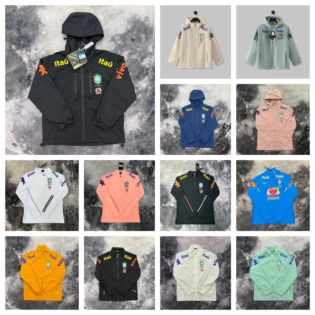 Logo Windbreaker N Ma'Er Style Football Half-Zip Training Jacket Unisex Hooded Coat