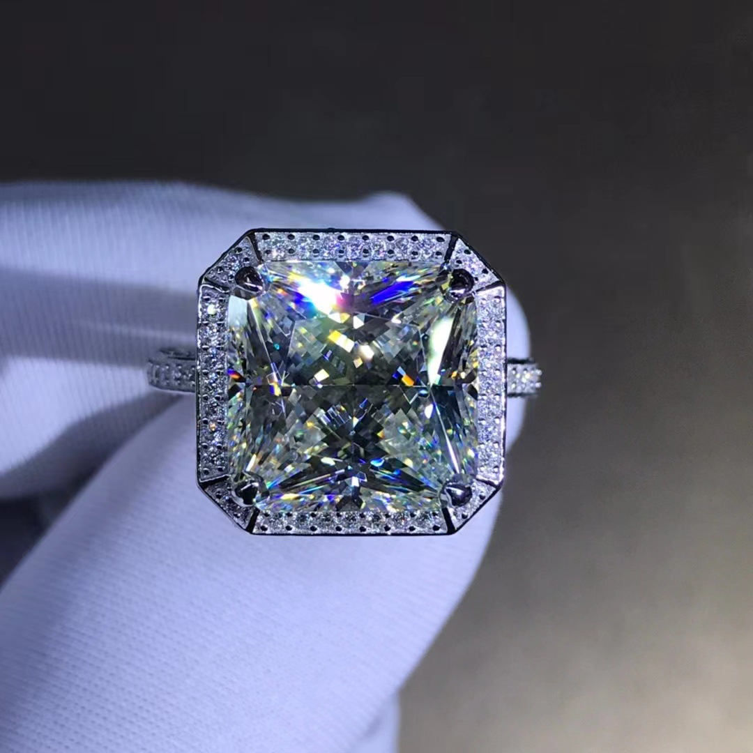 6 quilates VVS grado 3EX importado anillo de diamantes de alto carbono plata esterlina de cinco capas de platino grueso anillo electrochapado