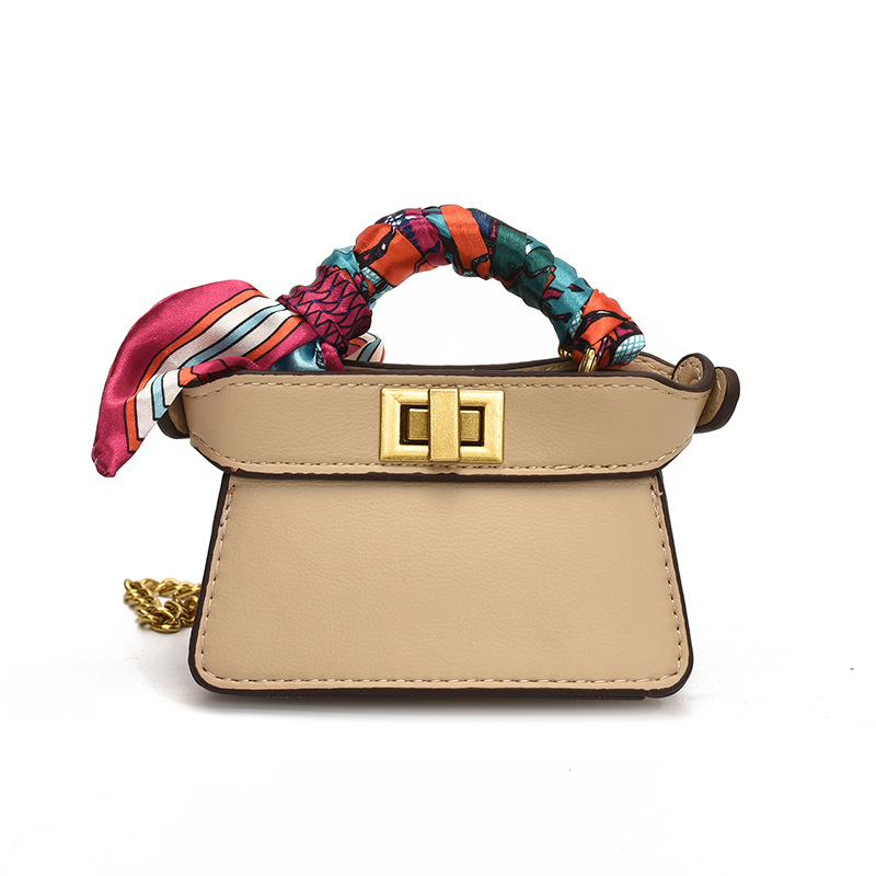 Cadena de moda bolso para niños estilo occidental mini cinturón bufanda de seda bolso de niña con cerradura de doble cara bolso de accesorios para niños y niñas