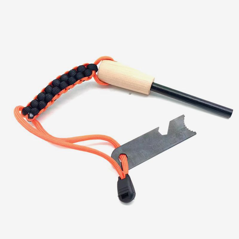 Mango de madera portátil al aire libre Firestone palo de fuego sólido herramienta de fuego para acampar al aire libre supervivencia palo de magnesio con raspador