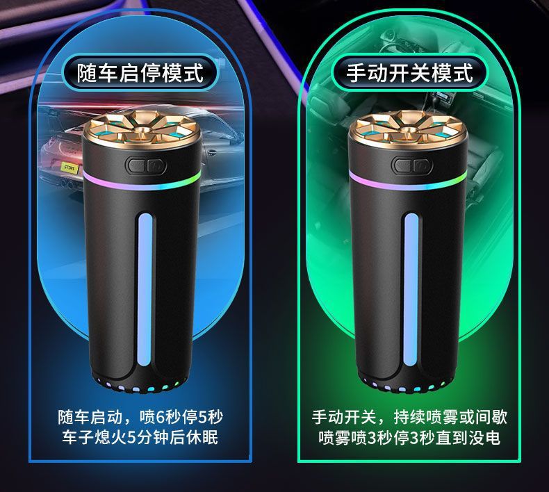 Car Humidifier, Smart Air Purifier, Aromatherapy Machine, Car Odor Removal, Car Atmosphere Light, Perfume, Black Technology