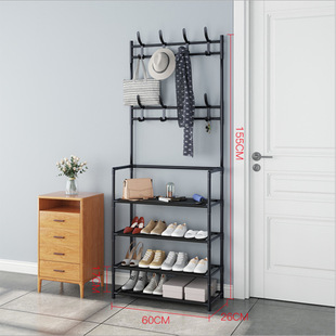 Simple Shoe and Hat Rack with Thickened Steel Pipes, Floor-Standing Shoe and Hat Rack, Wholesale for Foreign Trade, Super Special Price, Shoe and Hanging Rack