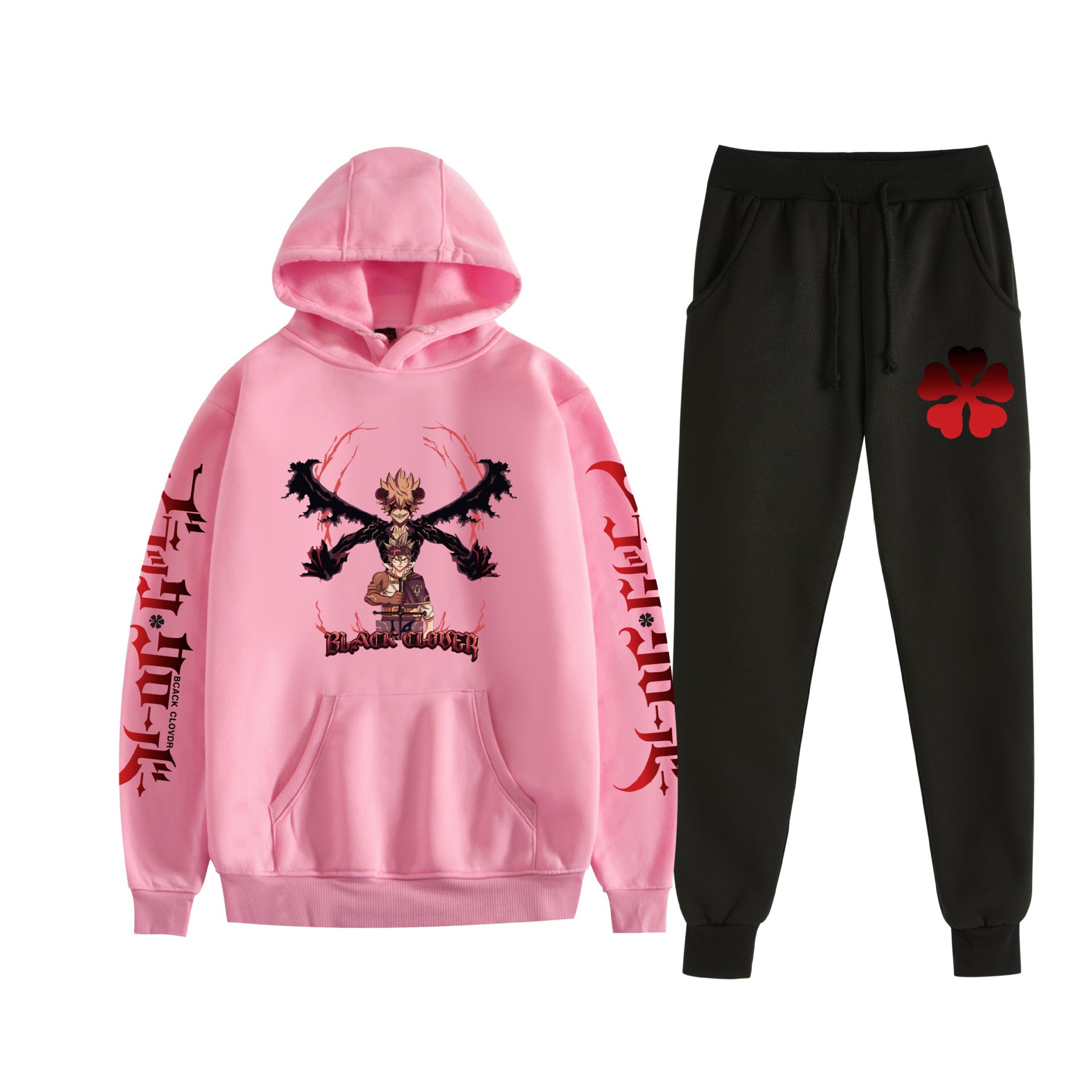 Comercio exterior nuevo estilo riman black trébol de cuatro hojas-Black Clover suéter con capucha corsés traje de dos piezas